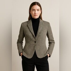 Zanella‎ Italian Black and White Herringbone Blazer - Size 6
